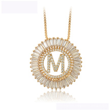 34442 Dernier design collier de mode xuping en or 18K couleur lettre M collier luxueux pour les femmes